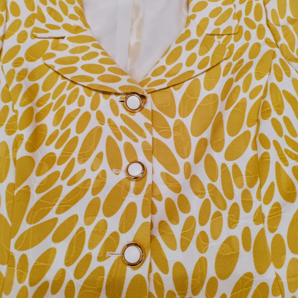 Yellow And White Patterned Blazer - image 1